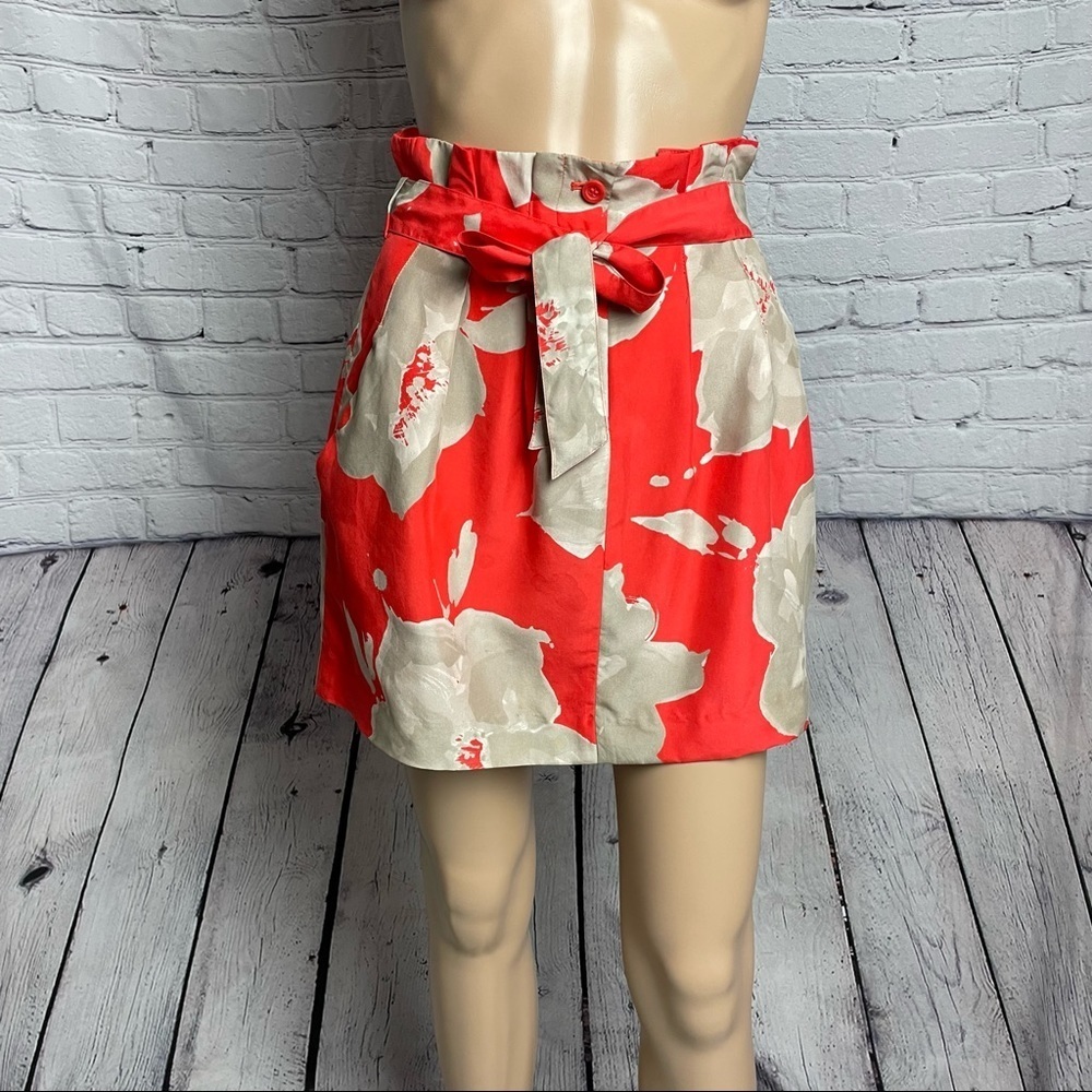 Club Monaco Front-tie Tulip Floral Silk Mini Skirt Size 00 XS